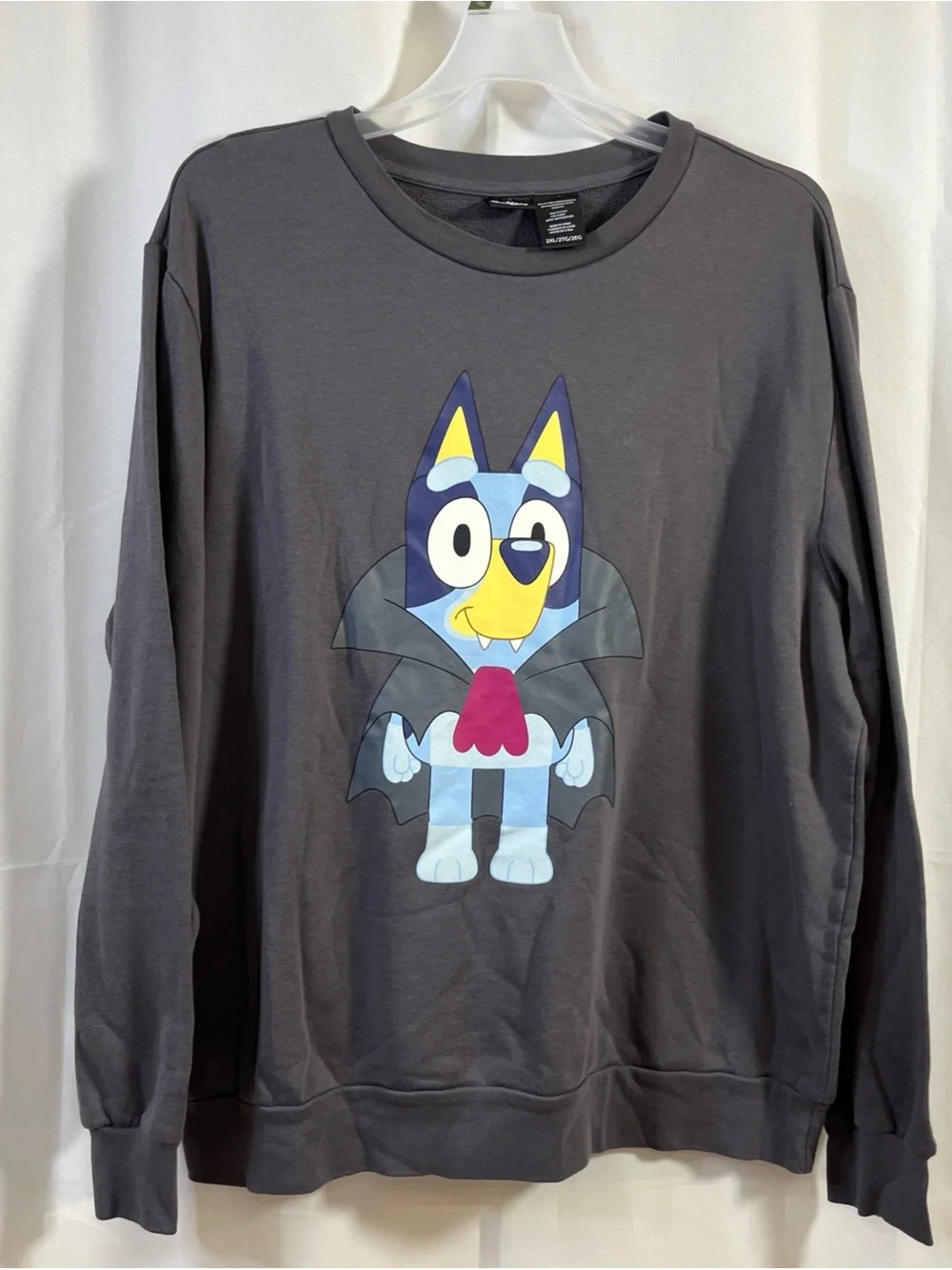 BLUEY Vampire Halloween Sweatshirt Men's Size XXL Crewneck Charcoal Gray